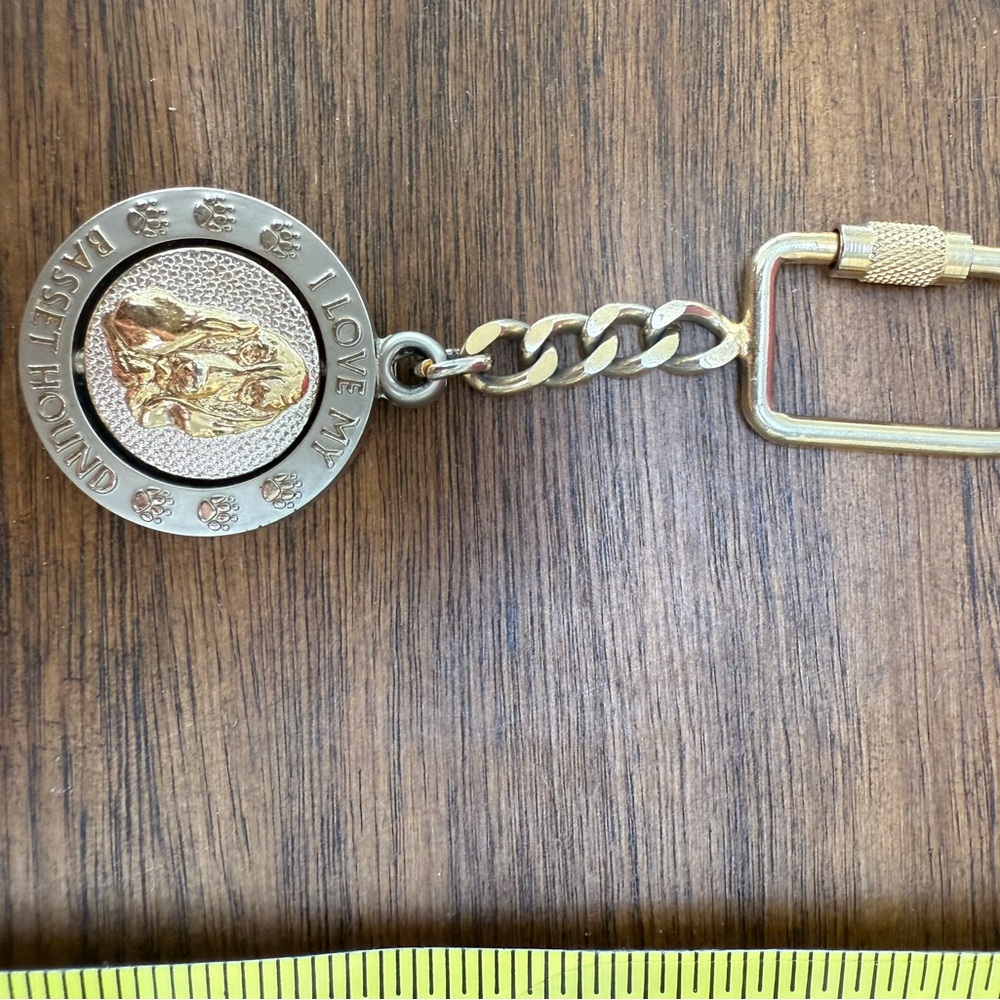 Basset Hound Keychain with Gold and Silver Accents